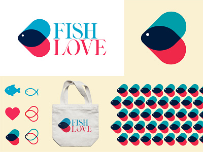 FISH LOVE - LOGO BRANDING branding design fish icon identity illustration logo logo branding love symbol ui ux vector