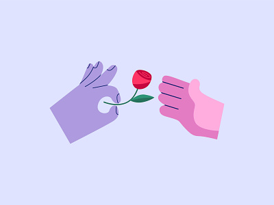 Gift Giving 2d art character characters design flowers gift gifts give graphic design hand hands illustration love people rose simple