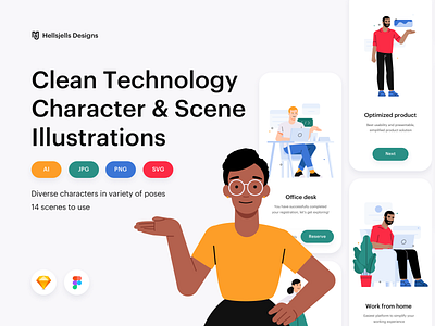 Clean Technology Character & Scene illustration Creator Kit