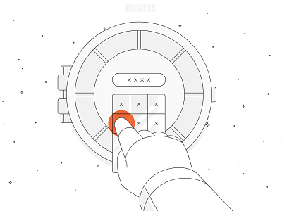 Space Login Illustration code code input hand input light line line illustration login minimal numpad onboarding safe space spaceship spacesuit stroke ui