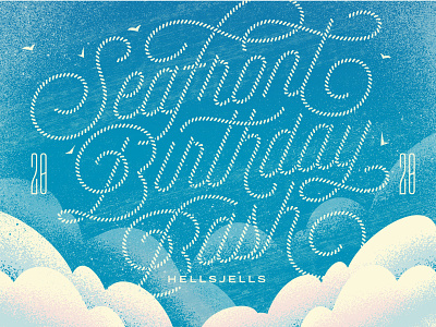 Seaside Birthday Lettering Illustration