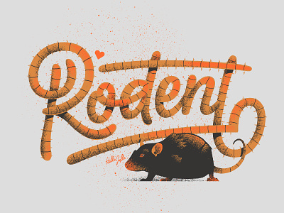 Rodent - Typetober Lettering Illustration custom type cute gritty hellsjells illustration inktober2020 lettering pet rat rats rodent script textured type typetober typography