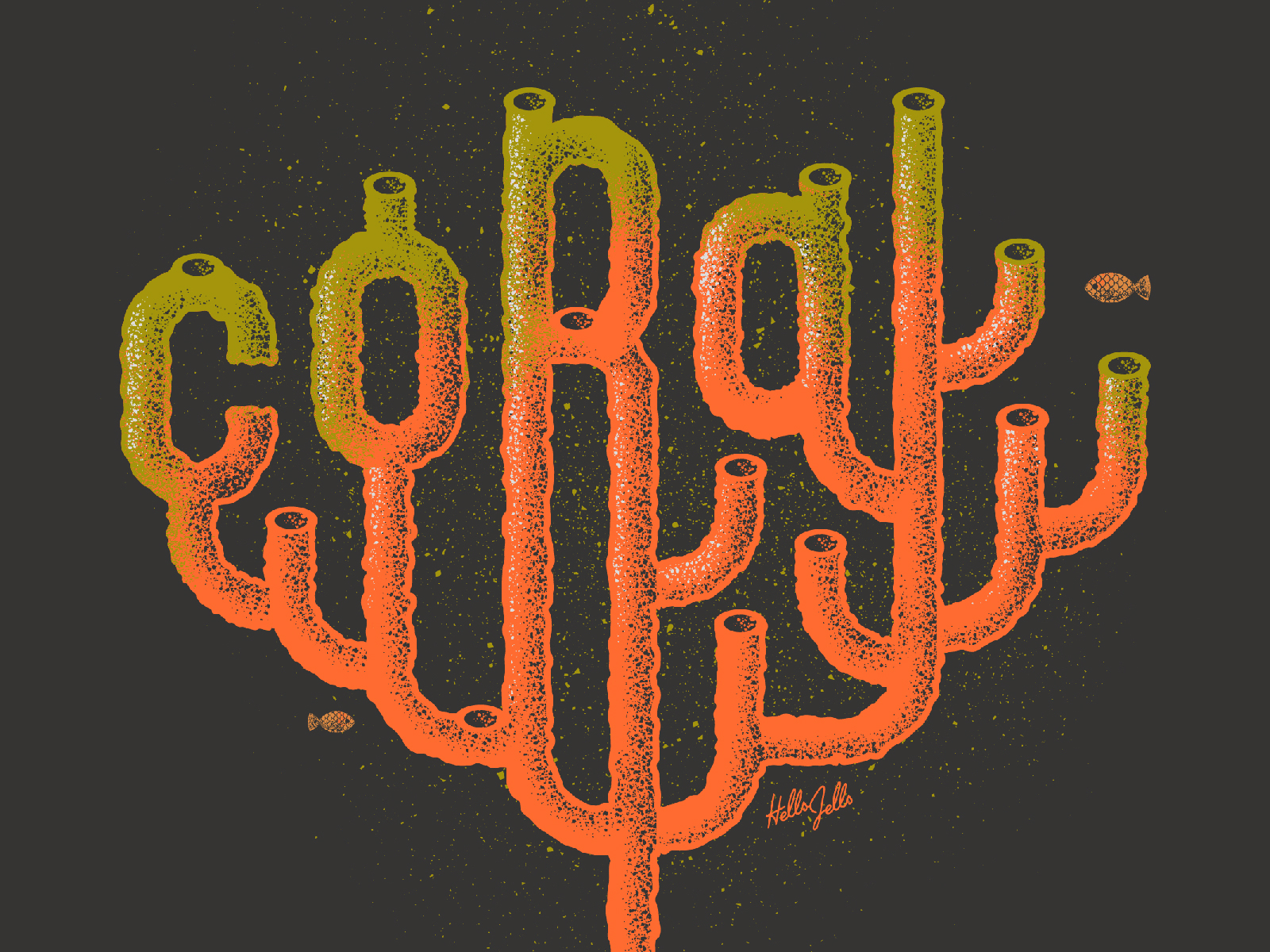 Coral - Typetober Lettering Illustration concept coral coral reef custom type daily fish gritty hellsjells illustration inktober lettering ocean sea texture textured type typetober typography underwater vector