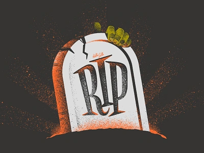 RIP - Typetober Lettering Illustration cartoon fun funky glow grave gravestone halloween hellsjells horror illustration lettering october rest in peace rip serif texture type typography vector zombie