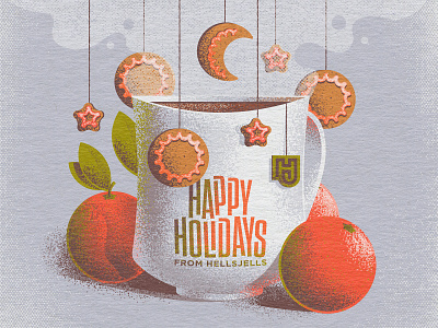 Happy Holidays Tea Illustration christmas clementines cozy cup gingerbread greetings happy hellsjells holiday holiday greetings hygge leaf moon paper peaceful peaceful holidays sweet tea vintage xmas
