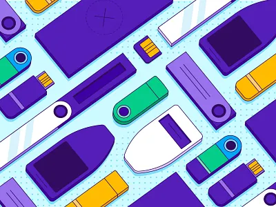 Blog Header - Hardware Wallets article blockchain blog blog cover blog header colourful crypto wallet cryptocurrency currency digital currency finance hardware wallets hellsjells illustration keepkey ledger line monoline stroke trezor