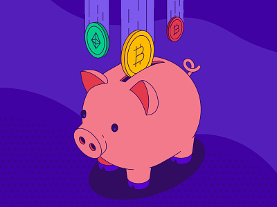 Blog Header - Investing Into Crypto banking bitcoin blog blog header colourful crypto crypto currencies crypto platform cryptography cute ethereum finance financial illustration investing paxful piggy piggy bank saving savings