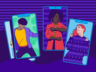 Blog Header - TikTok Campaign app characters crypto cryptocurrency dance diverse girl guy hellsjells illustration man paxful people person phone tiktok tiktok dance video app woman young people