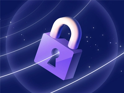 Lightyear - Security Illustration 04 app illustration european investment finance financial glow illustration investing app investment investment app investor lightyear locked mobile app illustration orbit padlock secure security space stars vector