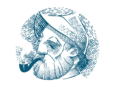 Fisherman Character Illustration beard captain character engraving fisherman graphic illustration man old pipe skipper