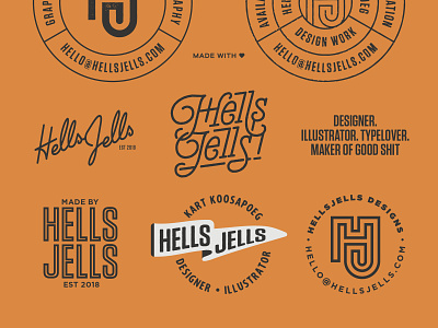 Hellsjells Personal Logo ideas branding design designer flag fonts ideations identity illustrator logo logomark logotype madewithlove monoline personal script type typography variations