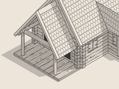 Isometric house Construction Illustration building clean construction design drawing hellsjells home house illustration isometric log minimal monoline roof shadow stroke textures windows wood woodpattern