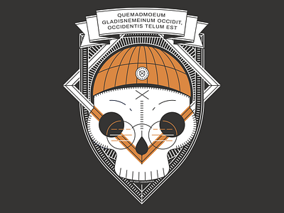 Hackathlon T-shirt Skull Design vol 2 banner beanie dark design duocolor flag geometric geometry hellsjells illustration latin programming shield shirt skull stroke symmetric