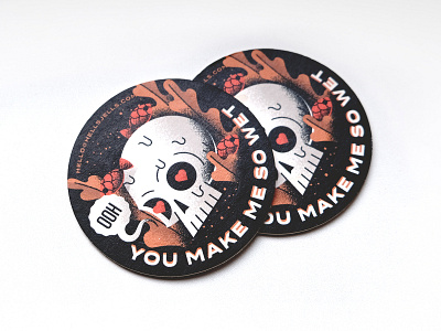 You Make me so Wet Coaster Design coaster coaster design fish fishes grittytextures heart hellsjells illustration loveskull printdesign seaweed skull stickermule sweaty texture underwater wet