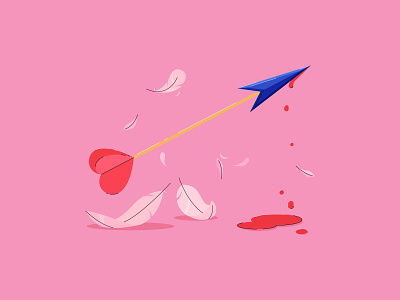 Love hurts app arrow blood blue branding color design drops feathers fluff graphic design happy hurt illustration lovely pink red ui vector yellow