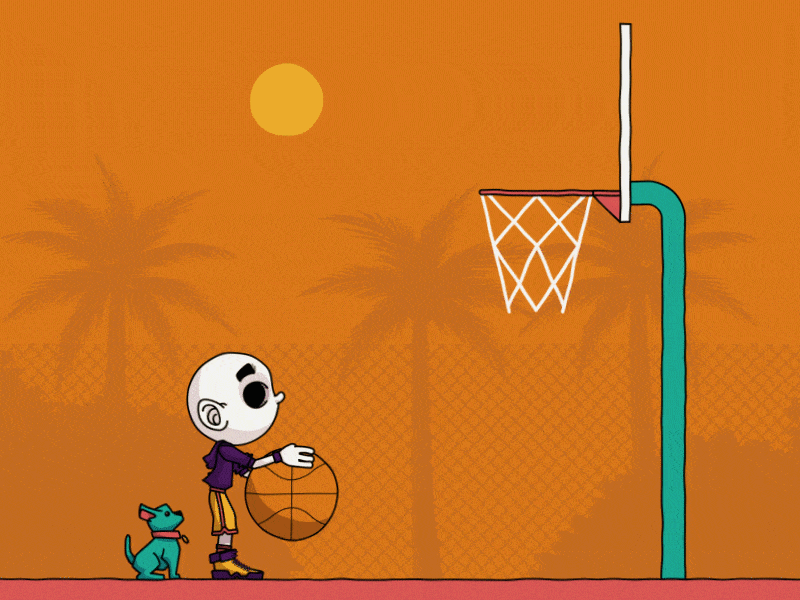 Dribbbbble basketball california dog dribbble funny la lakers loop loop animation looping motion motion graphics nba puppy sun sunny sunset zombie