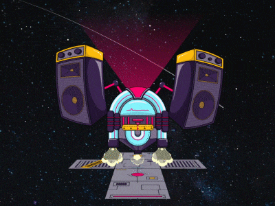 Interdimensional Jukebox - Get Up Feel Good after effects animation bob marley galaxy illustration jukebox mashup motion design music nina simone song sound space