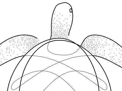 Turtle bw dotwork illustration pointillism single line spaghetti