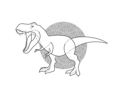 T Rex bw dinosaur dotwork illustration pointillism single line spaghetti