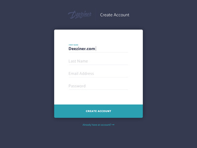 Deeziner.com Daily Ui 001 dailyui001 signup