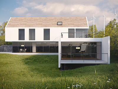 Tri-House 3d architecture graphic design render vray