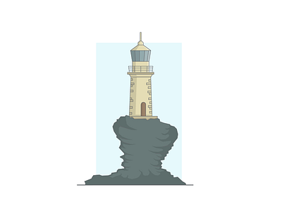 Lighthouse icon illustrator lighthouse line rocks vector