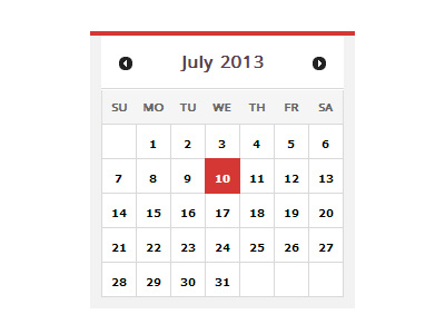 CSS Calendar calendar css grey interface minimal red ui white