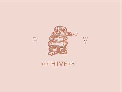 The Hive Collective Logo detail etching hive illustration salon snake tattoo