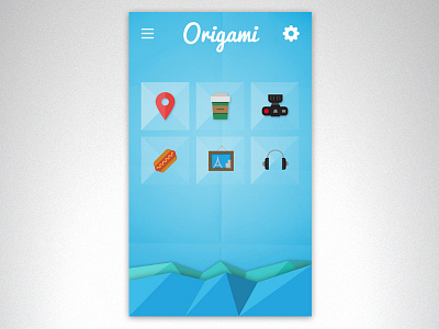 Pure UI concept button colored icons fold menu origami ui