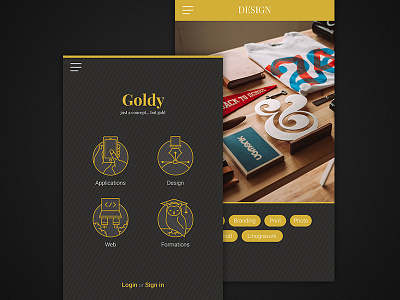 Goldy UI gold icons line icons mobile tags ui