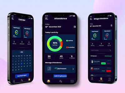Online employee's attendance app app attendance design employee figma ui ux