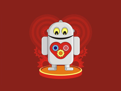 Roboluv cog cogwheel droid heart love robot wheel