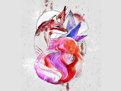 Fox Colors abstract fox geometric shapes illustrator photoshop spots watercolor