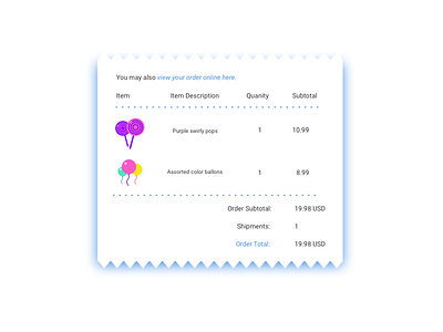 DailyUI #017: Email Receipt