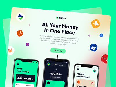 Muney app waitlist app design fintech invite logo money money app muney nigeria typography ui ux web
