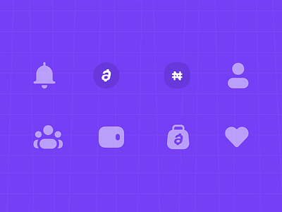 Cute Icons abeg app cute design fintech flat grid icon logo purple ui vector