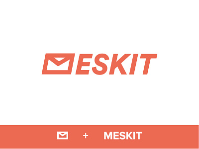 Meskit Logo design envelope logo m messaging orange sms