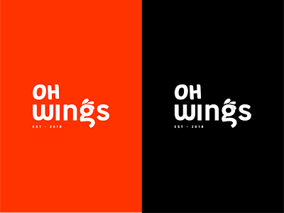 OH Wings adobe black branding chicken design flat icon illustration invite invites logo orange typography vector wordmark