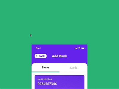 Slider app bank cards design flat green purple slider ui ux