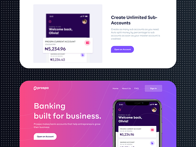 Prospa Landing Page Design animation app banking code design landing page nigeria sme startups ui website