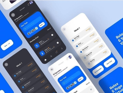 Yoga task App app branding design graphic design illustration mobile design ui ux vector web design