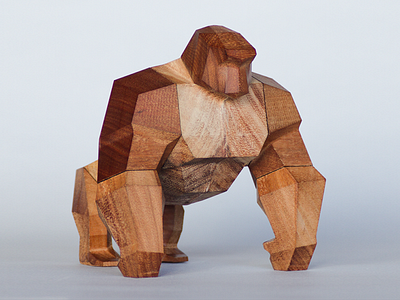 The Simian character design lowpoly simian toy wood