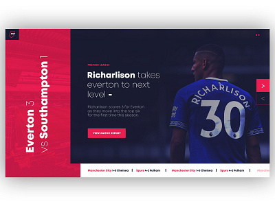 Football Scores/News Concept blue design everton football premier league soccer typography ui user interface web design website