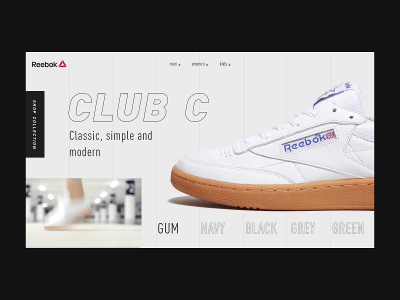Reebok | Club C - Concept adidas adidas originals concept design fashion nike reebok shoes sneakers ui user interface ux web web design website