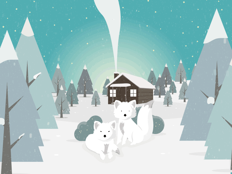 Snow Foxes animation gif illustration
