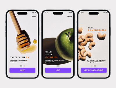 Recipe app app design interface onboarding ui ux