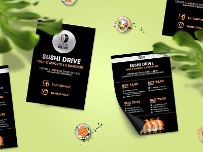 Sushi Drive asporto brand identity branding design designer food illustration logo sushi sushi drive volantino