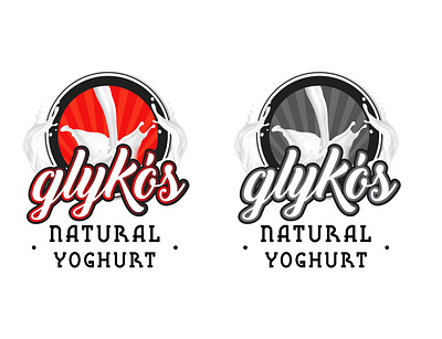 Glykos Natural Yoghurt Logo branding design graphic design illustration logo