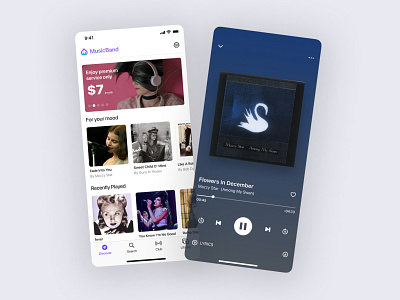 Music App app branding design graphic design illustration logo phone prototype ui ux uxdeign