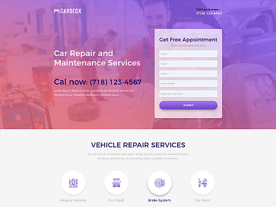 Car Repair Landing page car landingpage repair